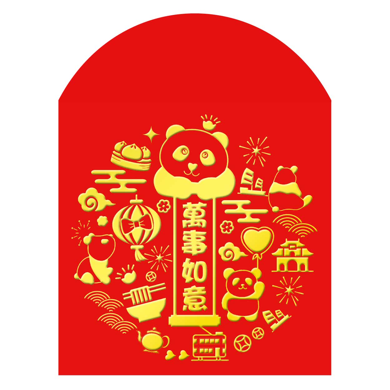 TCH27-305-R 精美方型貴麗紋厚紙(插脷)利是封 (萬事如意)