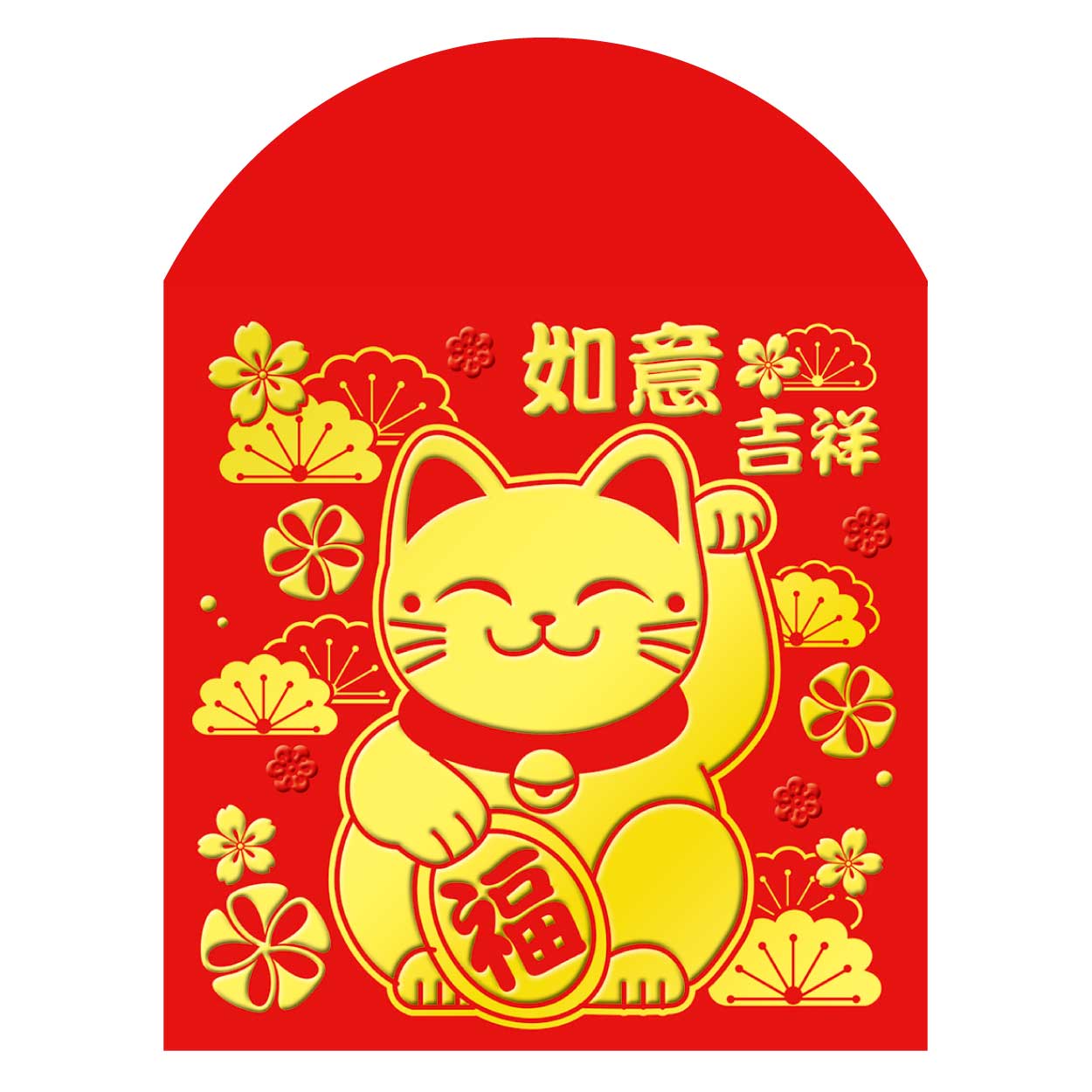 TCH27-307-R 精美方型貴麗紋厚紙(插脷)利是封 (金銀滿屋)