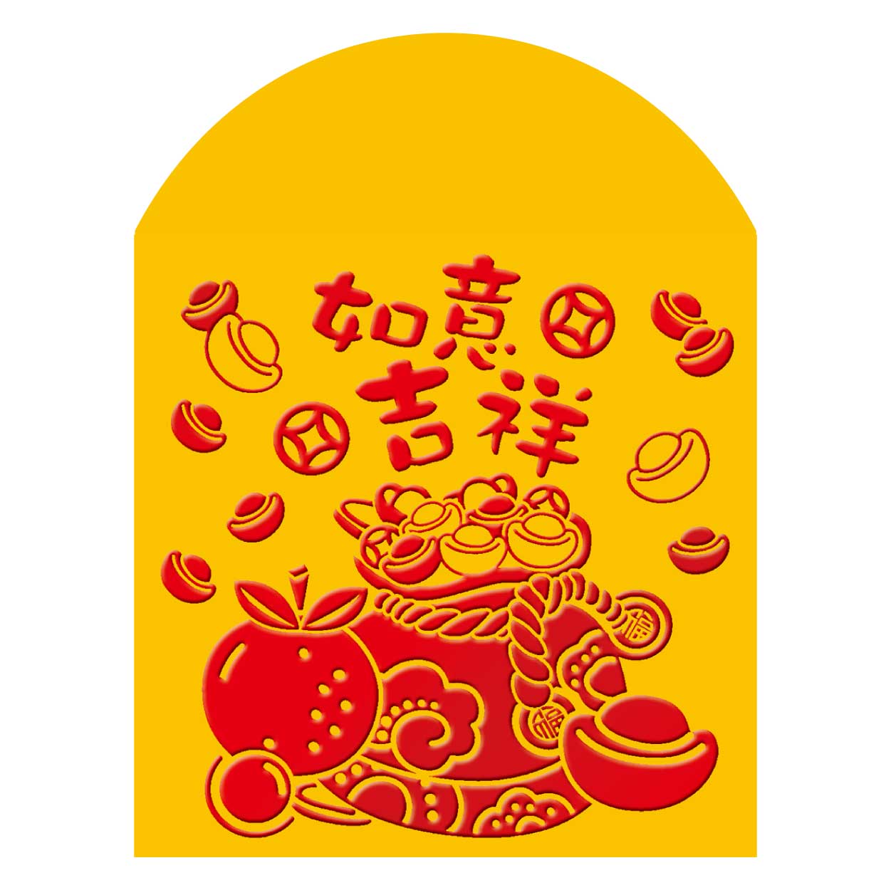 TCH27-308-G 精美方型貴麗紋厚紙(插脷)利是封 (如意吉祥)