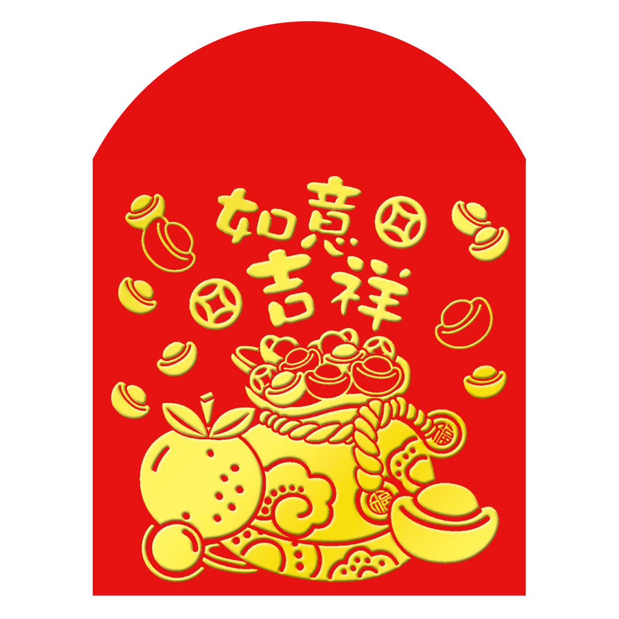 TCH27-308-R 精美方型貴麗紋厚紙(插脷)利是封 (如意吉祥)